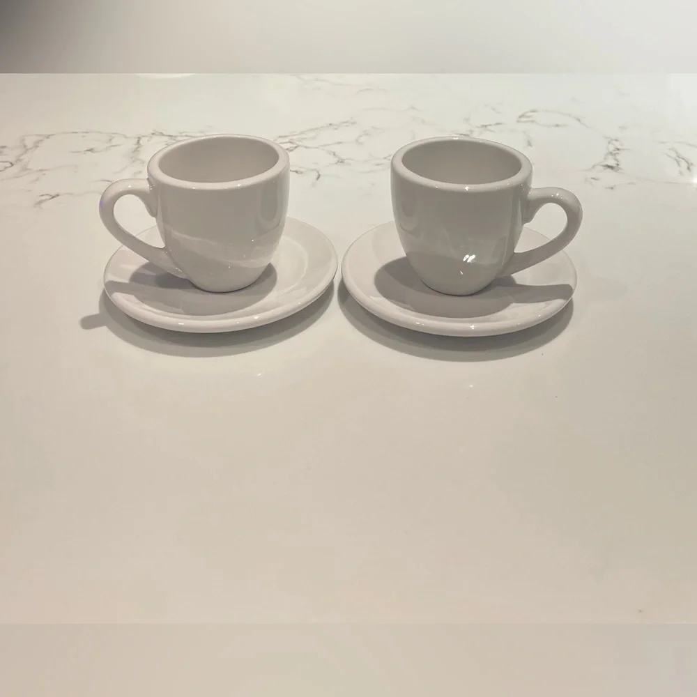Konitz Coffee Bar Espresso Cups and Saucers 2 oz. New, Never Used.